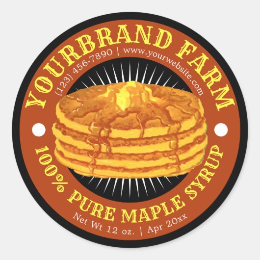 パンケーメープルシロップテンプレート ラウンドシール (正面)