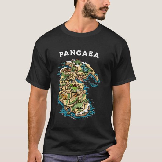 パンゲア恐竜の世界地図の地球おもしろい葛 Tシャツ (正面)