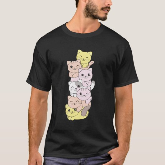 パンゲダー国旗プライドLgbtqネコDemiネコ Tシャツ (正面)