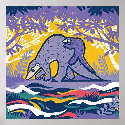 パンゴリンアートポスター（紫） ポスター (正面)