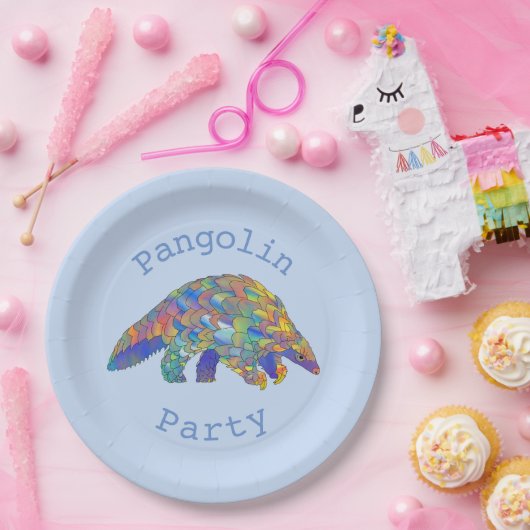 パンゴリンパーティー絶滅危惧動物行動主義ブルーアート ペーパープレート (パーティー)