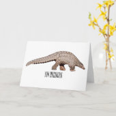 パンゴリン漫画イラストレーション カード (黄色い花)