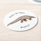 パンゴリン漫画イラストレーション ラウンドペーパーコースター (アングル)