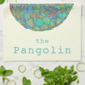 パンゴリン絶滅危惧種の動物野生生物グリーン キッチンタオル (折り畳み)