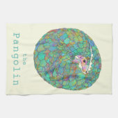 パンゴリン絶滅危惧種の動物野生生物グリーン キッチンタオル (横)