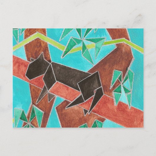 パンサーウォーターカラーアート ポストカード (正面)