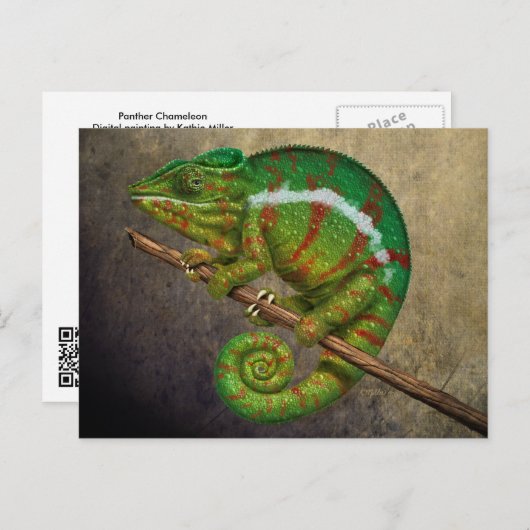 パンサーカメレオンデジ絵画タル ポストカード (正面/裏面)
