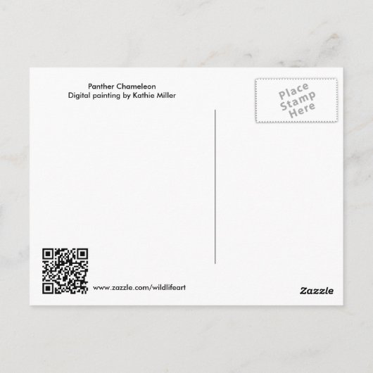 パンサーカメレオンデジ絵画タル ポストカード (裏面)