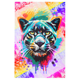 パンサーカラフルビグキャット絵を描- Panther Cat メタルプリント