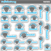 パンサーパーソナライズされた名ラベル |学校のシール シール (正面)