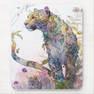 パンサーポートレート動物絵画の野生生物林 マウスパッド