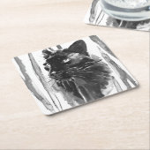 パンサーポートレート スクエアペーパーコースター (アングル)