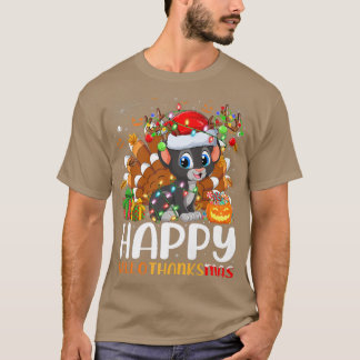 パンサーラバーハロウィンクリスマスハッピーハロサンキュー Tシャツ
