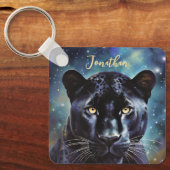 パンサー動物のポートレートパーソナライズされた名 キーホルダー (正面)