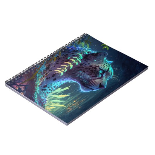 パンサー動物ポートレート絵画の野生生物アウトドア ノートブック (左側)