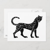 パンサー、ギリシャレリーフ、 浮き彫りデザイン ポストカード (正面/裏面)