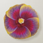 パンシーイエローラベンダー明るい赤紫色春フローラ枕 ラウンドクッション (裏面)