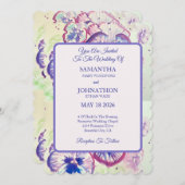 パンシーウォーターカラーフラワーフローラ結婚式招待状 招待状 (正面/裏面)