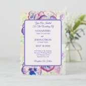 パンシーウォーターカラーフラワーフローラ結婚式招待状 招待状 (スタンド正面)