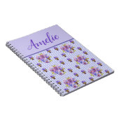 パンシーシャビーヴィオラパープルヴィンテージフローラ花 ノートブック (右側)