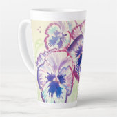 パンシーパンシーパープルフラワーフローラピンク女性 カフェラテマグ (左アングル)