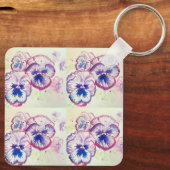 パンシーパンシーパープルフラワーフローラピンク キーホルダー (裏面)