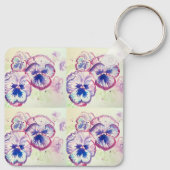 パンシーパンシーパープルフラワーフローラピンク キーホルダー (裏面)