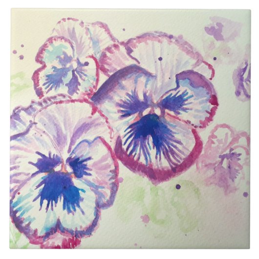 パンシーパンシーパープルフラワーフローラピンク タイル (正面)