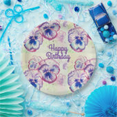 パンシーパンシーパープルフラワーフローラピンク ペーパープレート (パーティー)