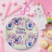 パンシーパンシーパープルフラワーフローラピンク ペーパープレート (パーティー)