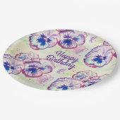 パンシーパンシーパープルフラワーフローラピンク ペーパープレート (アングル)