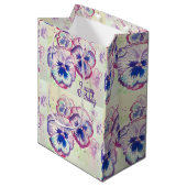 パンシーパンシーパープルフラワーフローラピンク ミディアムペーパーバッグ (正面アングル)