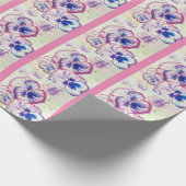 パンシーパンシーパープルフラワーフローラピンク ラッピングペーパー (角)