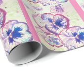 パンシーパンシーパープルフラワーフローラピンク ラッピングペーパー (ロールコーナー)