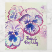 パンシーパンシーパープルフラワーフローラピンク ワインラベル (シングルラベル)