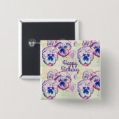 パンシーパンシーパープルフラワーフローラピンク 缶バッジ (正面&裏面)