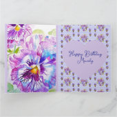 パンシーパンシーパープルフラワー誕生日ガールズネーム カード (内部)