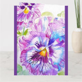 パンシーパンシーパープルフラワー誕生日ガールズネーム カード (裏面)