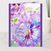 パンシーパンシーパープルフラワー誕生日ガールズネーム カード (正面)