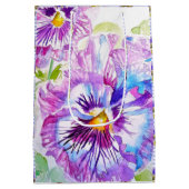 パンシーパンシーパープルフラワー誕生日ガールズネーム ミディアムペーパーバッグ (裏面)