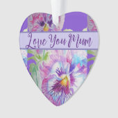 パンシーパープルウォーターかわいらしカラーフローラ花母 オーナメント (正面)