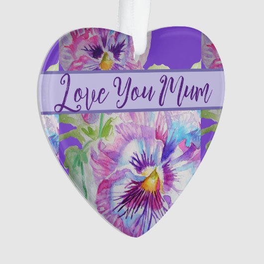 パンシーパープルウォーターかわいらしカラーフローラ花母 オーナメント (正面)