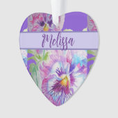 パンシーパープルウォーターかわいらしカラーフローラ花 オーナメント (正面)