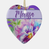 パンシーパープルウォーターかわいらしカラーフローラ花 セラミックオーナメント (右)