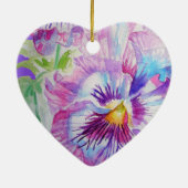パンシーパープルウォーターかわいらしカラーフローラ花 セラミックオーナメント (裏面)