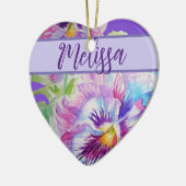 パンシーパープルウォーターかわいらしカラーフローラ花 セラミックオーナメント (左)