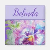 パンシーパープルウォーターかわいらしカラーフローラ花 マグネット (正面)