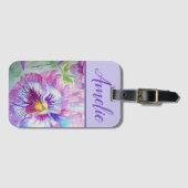 パンシーパープルウォーターかわいらしカラーフローラ花 ラゲッジタグ (正面横)