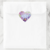 パンシーパープルフラワーフローラサンキューパターン ハートシール (バッグ)