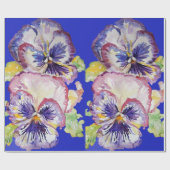 パンシーパープル春の花フローラ水彩 ラッピングペーパー (フラット)